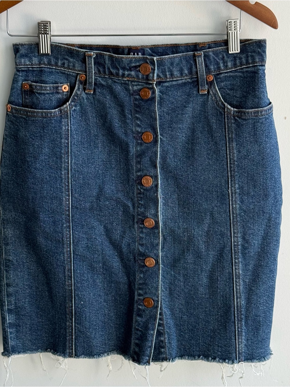 GAP Dark Blue Button-Front Denim Skirt